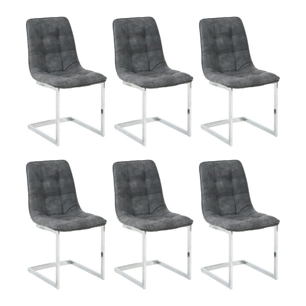 Chrome Metal Legs Dining Room Chairs, Set Of 6 Dining Chairs With Chrome Legs