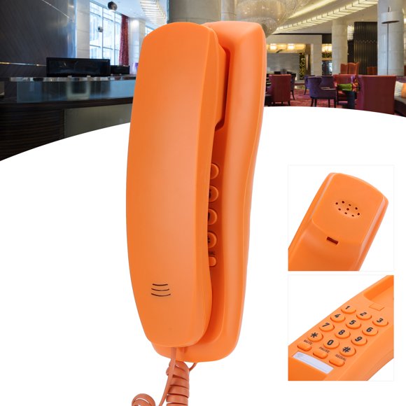 Peahefy Téléphone Sans Fil Kx-T628 Téléphone Mince Portable pour Bureau à Domicile Téléphone de Bureau Filaire à Ligne Unique Orange Telefono Fijo Téléphone de Bureau