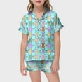 thumbnail image 2 of Kids Easter Pajamas Girls Bunny Carrot Loose Lapel Short Sleeve Buttons 2 Piece Pjs Clothes Set Green,2-3 Years, 2 of 4