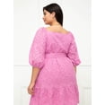 thumbnail image 3 of ELOQUII Elements Women's Plus Size Belted Eyelet Dress, 3 of 5