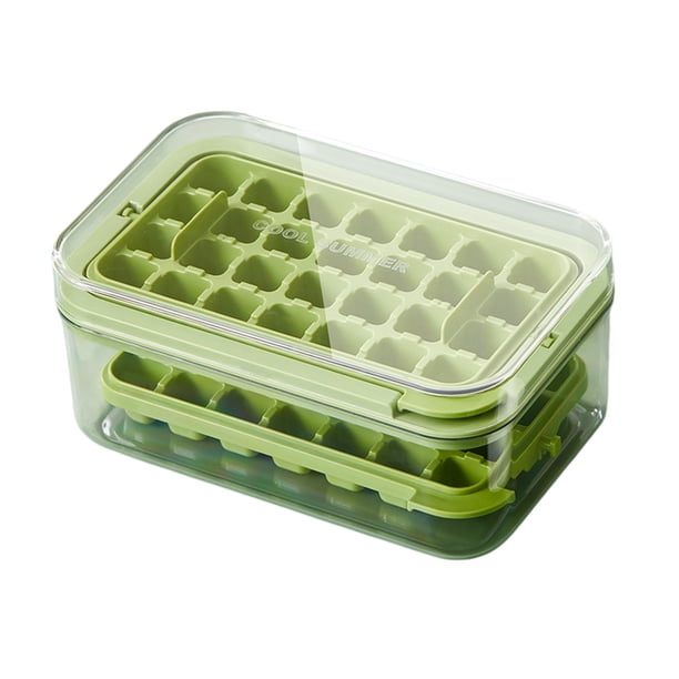 Bandeja grande para cubitos de hielo con tapa y recipiente. Molde apilable para cubitos de hielo con capacidad para 28 cubitos, ideal para bebidas, café y cócteles.