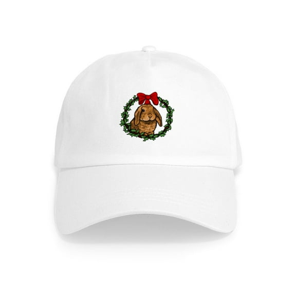 CafePress - Christmas Rabbit Cap - Adjustable 100% Brushed Unisex Casual Cotton Baseball Cap, Beige, 1