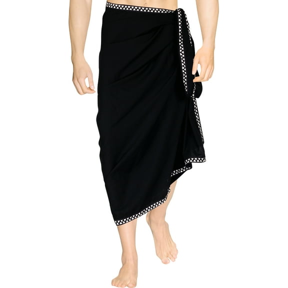 HAPPY BAY Men's Pareo Bath Trunk Swimwear Sarong Swim Beach Wrap One Size Ebony, Solid Summer Vacation Party