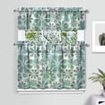 thumbnail image 2 of Daisy Artwork Kitchen Curtains 3-Piece - Boho Floral Valance & Tiers, Farmhouse Rod Pocket Short Curtains for Small Windows, Yellow & White, 2 of 5