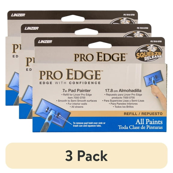 (3 pack) PRO EDGE by Linzer 7 Pad Painter Refill for All Paints & Stains