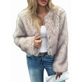 thumbnail image 2 of Women'S Cropped Faux Fur Jacket Long Sleeve Open Front Cardigan Casual Puffy Parka Hairy Short Coat Apricot L, 2 of 7