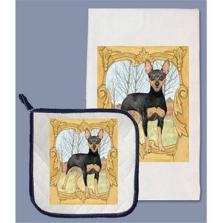 Pipsqueak Productions DP954B Miniature Pinscher Dish Towel And Pot Holder Set