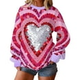 thumbnail image 2 of Uootdi Valentine's Day Sweatshirt for Women Crew Neck Love Heart Printed Graphic Sweatshirts Casual Holiday Long Sleeve Graphic Tee Tops Gift, 2 of 9