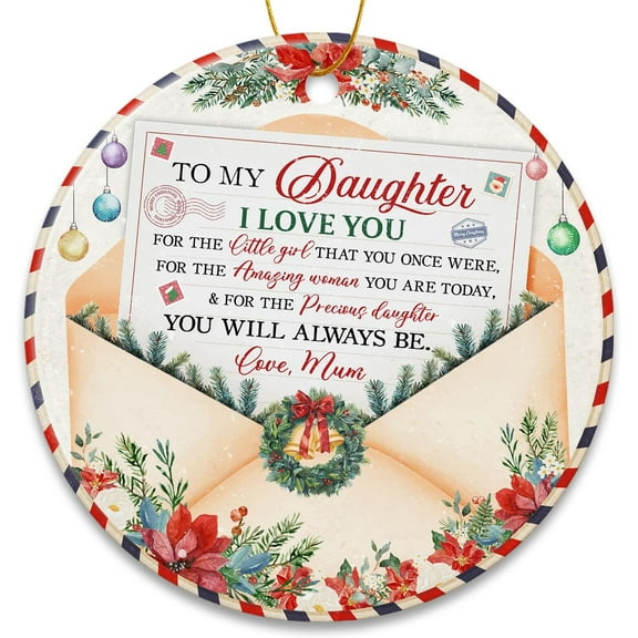Daughter Christmas Ornaments 2025 - Inspirational Gift to My Daughter - Christmas Tree Decorations - One-Sided Printed on Ceramic, 1PC
