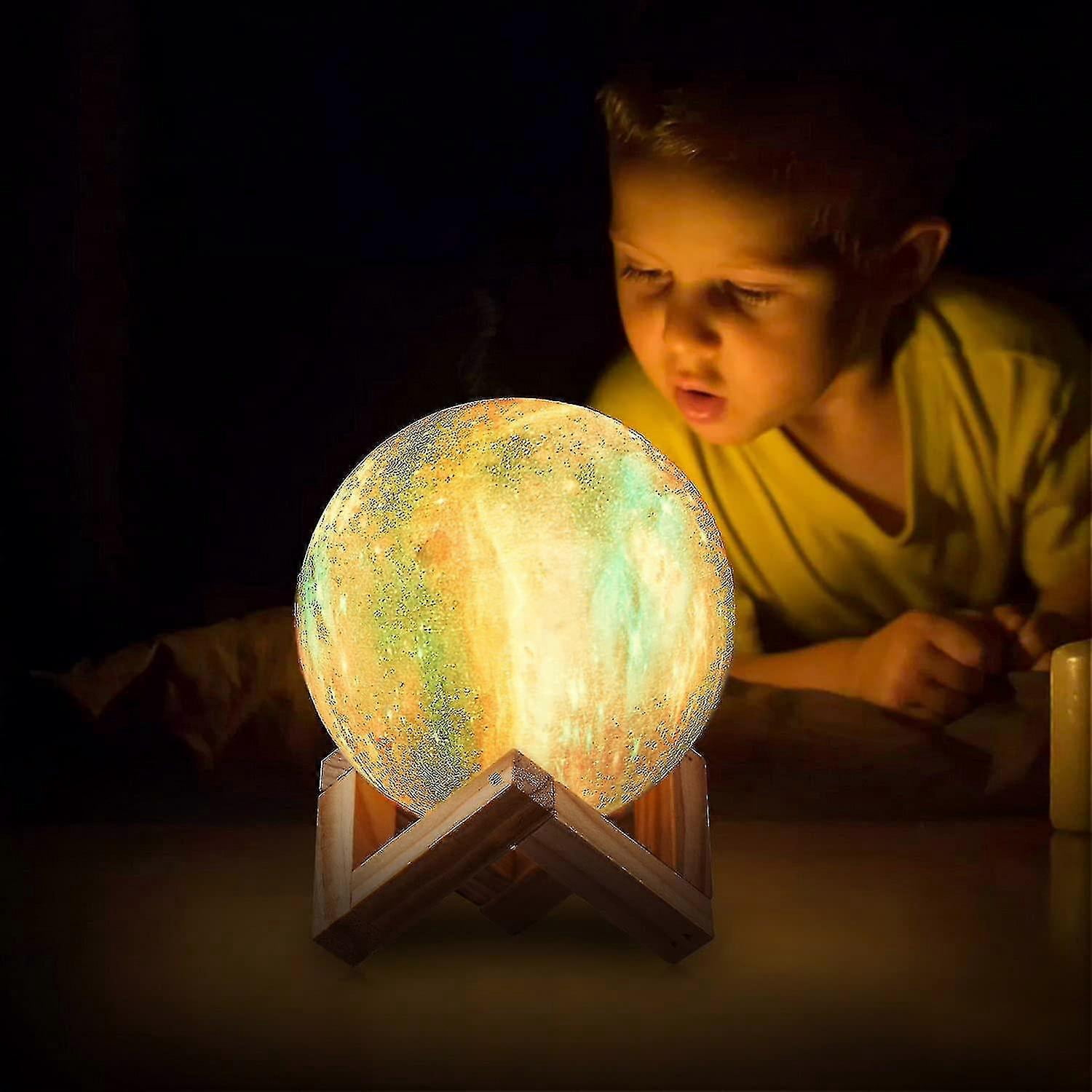 Moon Lamp Lava Lamp Night Light Galaxy Lamp16 Led Colors With Wooden Stand & Remote/touch Control And Usb Rechargeable Gifts For Girls Boys