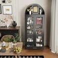 thumbnail image 2 of 72.83''H Black Arched Display Cabinet with Glass Doors,Metal Bookcase with 1 Drawer for Home Office, Assembly Required,Black, 2 of 9