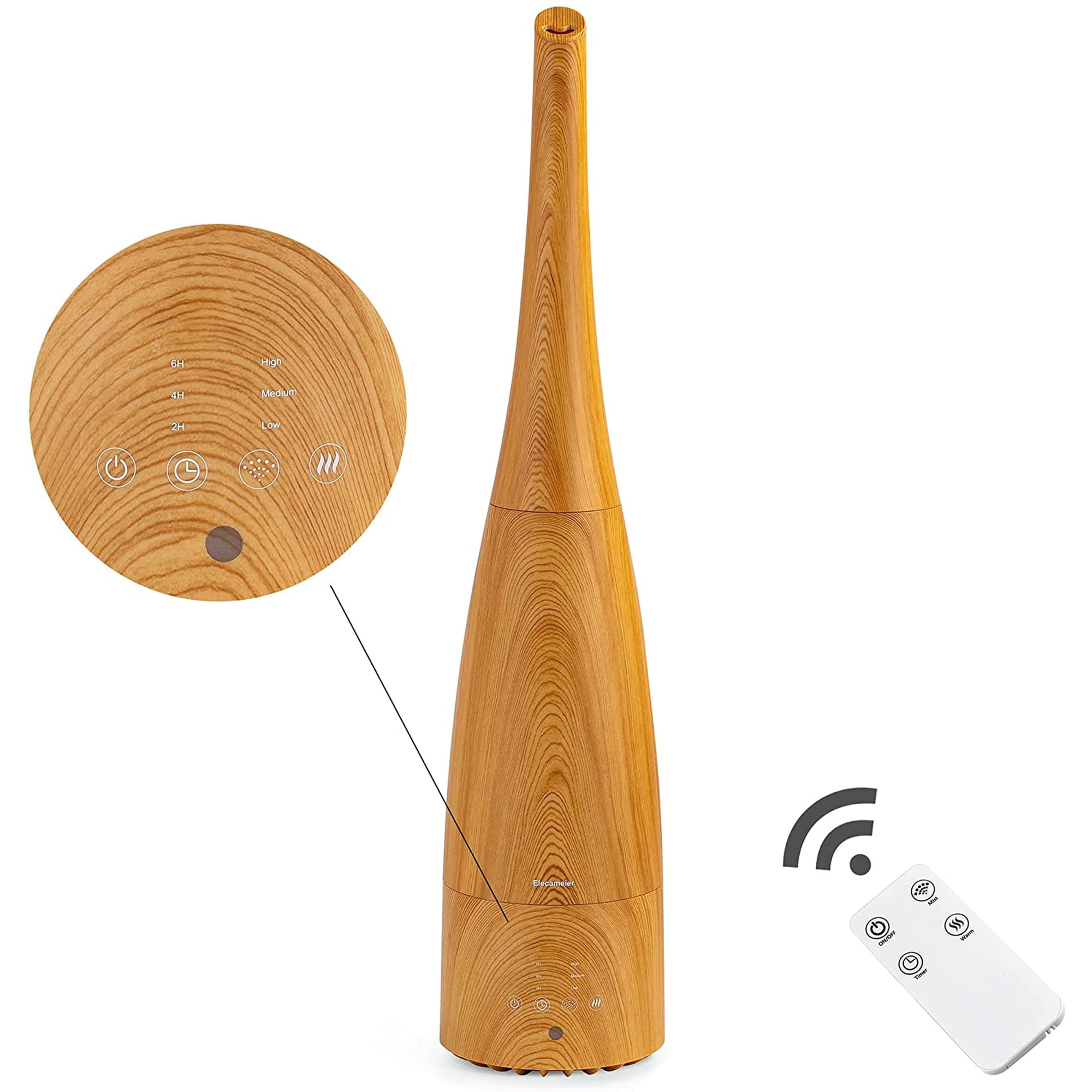 Cool Mist Humidifier Warm and Humidifier for Home/Bedroom with Remote Control Smart Air Desk/Office/Baby Bedroom 25dB Whisper Quiet Auto Shut off light wood