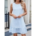 thumbnail image 6 of Women's tied back ruched ruffled tank dress with sheer yet opaque stretch 100% Polyester fabric for stylish warm days, 6 of 22