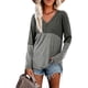 thumbnail image 2 of Camisas Para Mujer Casual Manga Larga Cuello en V Tops Patchwork Blusa Suelta Camisas Odeerbi  ODB129514, 2 of 6