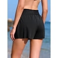 thumbnail image 2 of Womens Swim Shorts High Waisted Elastic Bathing Suit Bottoms with Two Side Pockets, 2 of 6