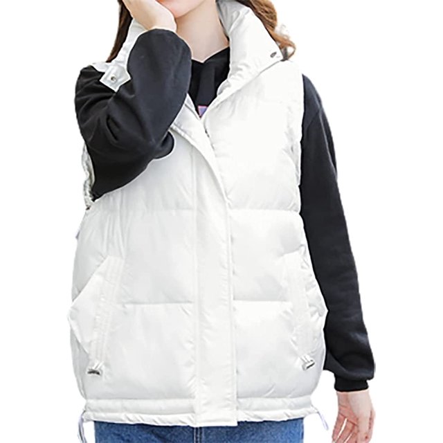 LinYooLi Quilted Down Vest for Women Sleeveless Winter Stand Collar Puffer Vest Coats Jacket 2022