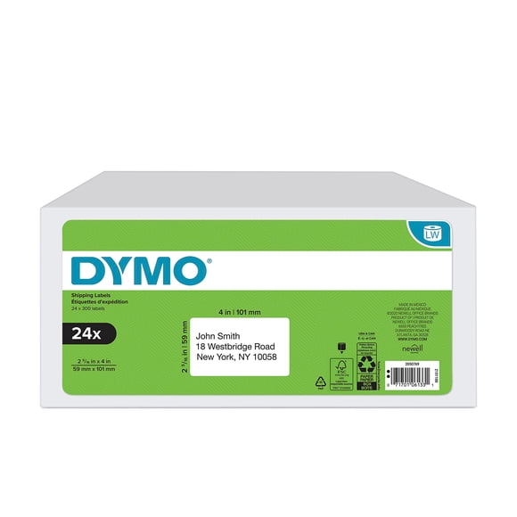 Etiquetas de envío DYMO LabelWriter, 24 rollos de 300 unidades, color blanco