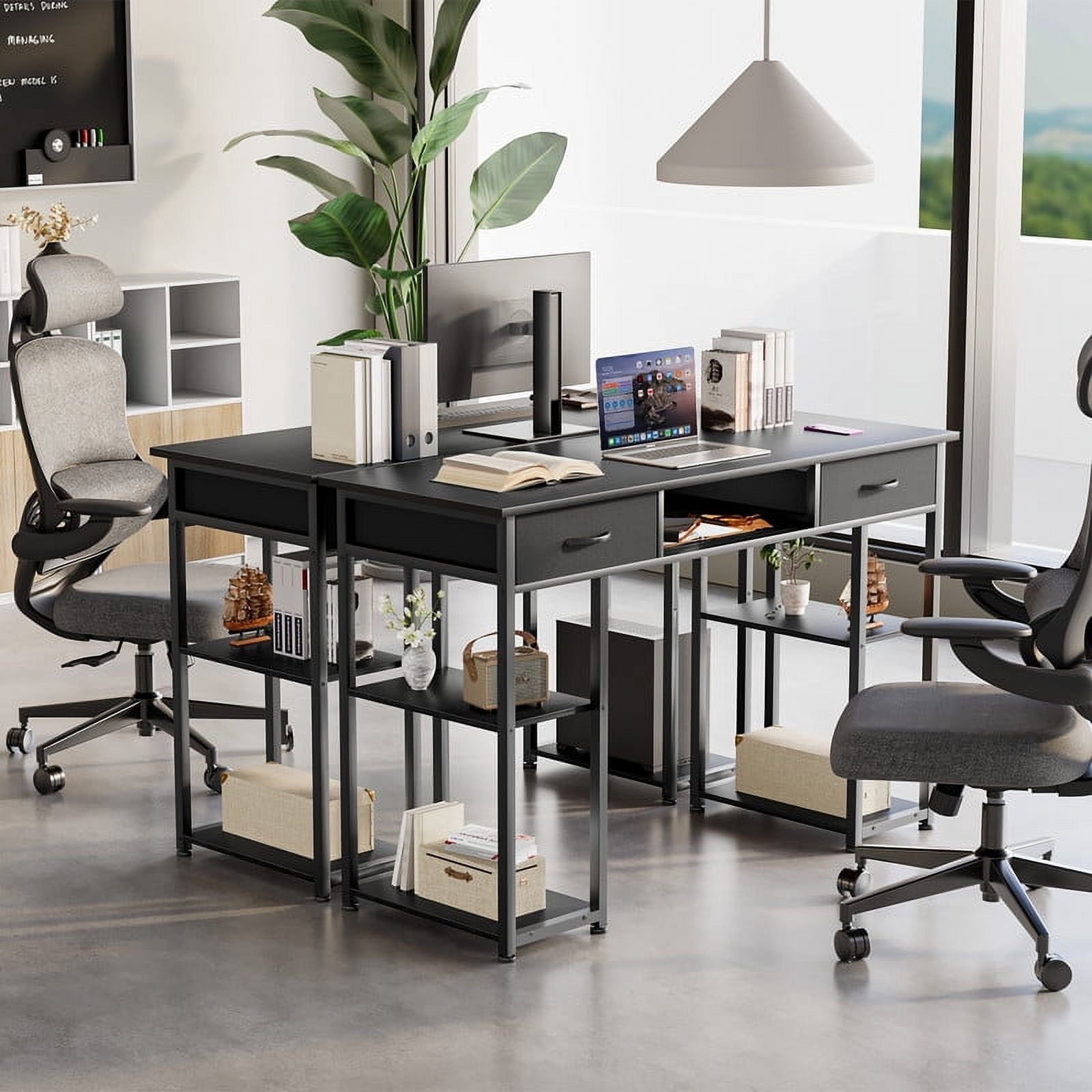 MCQ 48 Inch Desk with 2 Drawers Bedroom Kids Student Vanity Home Office Computer PC Table,Black