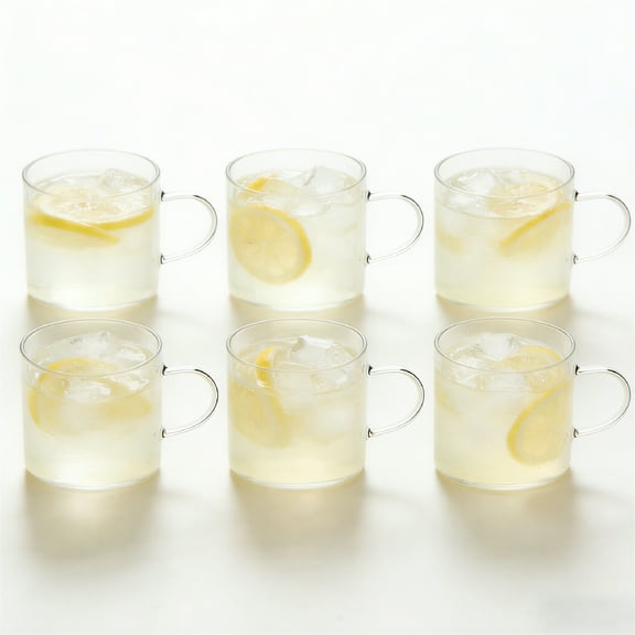 ACDANC Glass Coffee Cups Glass Mugs Set of 6,Large Wide Mouth Mocha Hot Beverage Mugs,10oz,Clear Espresso Cups with Handle,Lead-Free,Great for Latte,Cappuccino,Hot Chocolate,Tea Juice Drinking Cup