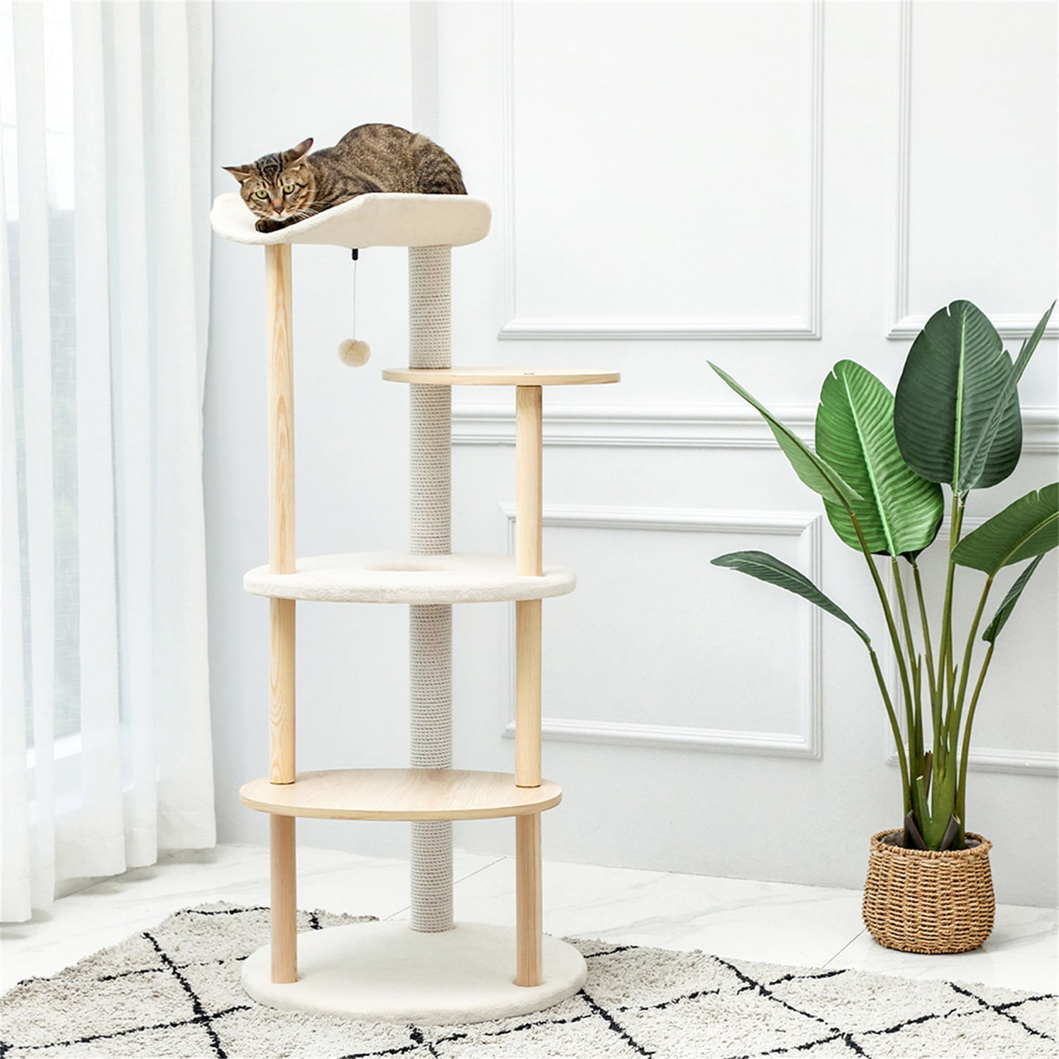 Pefilos Cat Tree Tower for Large Cats Cat Tree for Indoor Cats, Kitty Climbing Cat Scratching for Furniture with Scratching Post, Dangling Ball for Indoor Cats Upgraded, Beige Pefilos Cat Tree Tower for Large Cats Cat Tree for Indoor Cats, Kitty Climbing Cat Scratching for Furniture with Scratching Post, Dangling Ball for Indoor Cats Upgraded, Beige
