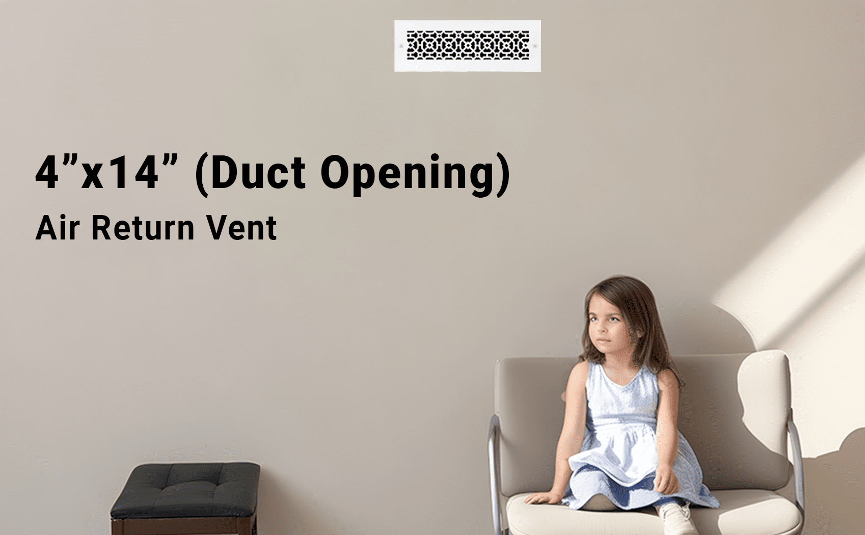 Achtek Air Return 4"x14" (Overall Size 6"x16") | Cast Aluminum Air Grille | HVAC Duct Cover for Home Ventilation