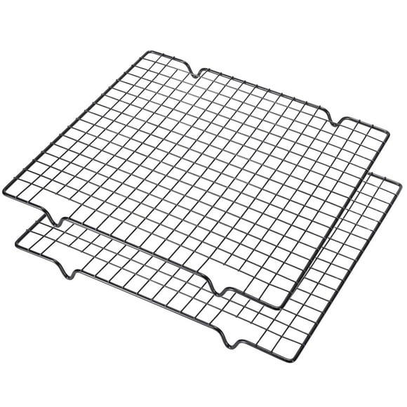 Lamotor 2 rejillas de metal para enfriamiento de cocina, rejilla de enfriamiento de alambre cuadrado para pasteles y carne, 10 x 11 pulgadas (negro)