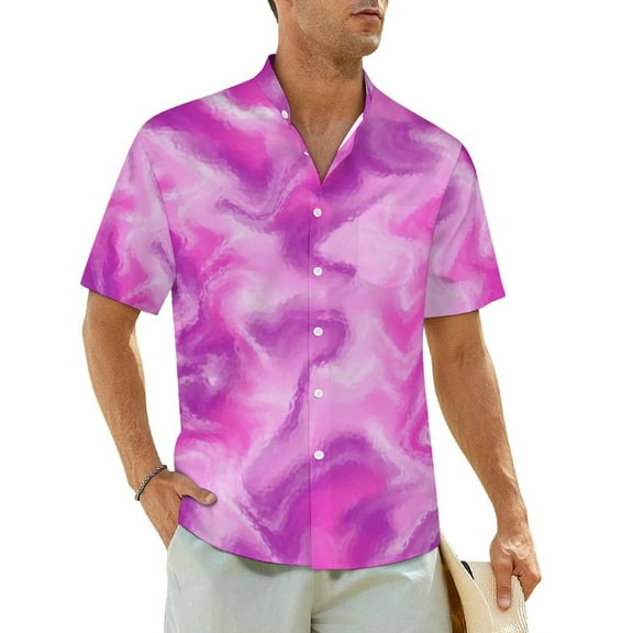 Blue Swirl Tie Dye Hawaii Shirt For Male Vacation Abstract Print Casual Shirts Short Sleev