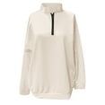 thumbnail image 3 of Fashion Women's Long Sleeve Half Zip Sweatshirt With Pockets Trendy Pullover Sports Hoodie For Casual Wear Fall Sweatshirts Women Cowl Neck Sweatshirts for Women Cute Fashion Hoodies for Women Sports, 3 of 3