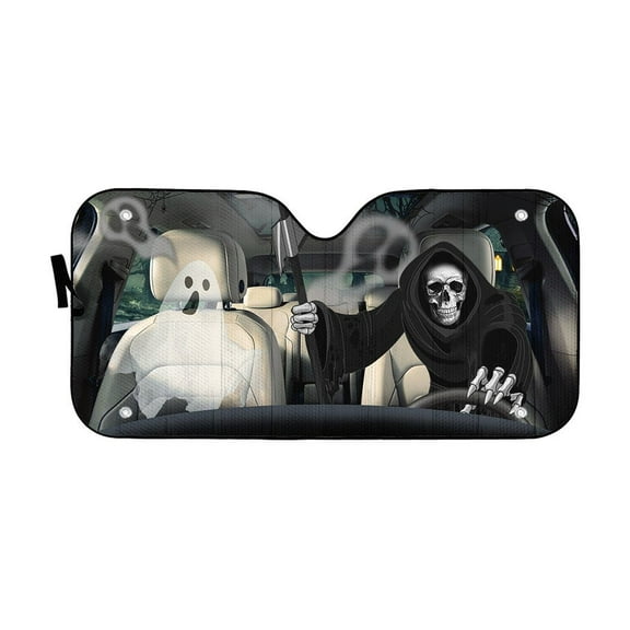 Grim Reaper Skeleton Design Car Sunshade Auto Interior Accessory