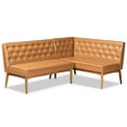 thumbnail image 2 of Baxton Studio Riordan Mid-Century Modern Tan Faux Leather Upholstered and Walnut Brown Finished Wood 2-Piece Dining Nook Banquette Set, 2 of 8