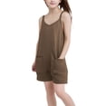 thumbnail image 3 of Girls Summer Sleeveless Casual Romper Spaghetti Strap Shorts Jumpsuit with Pockets 5-14 Years, 3 of 5