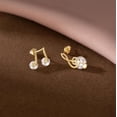 thumbnail image 3 of 925 Sterling Silver CZ Musical Note Stud Earrings for Women Teens Music Earrings Studs for Music Lovers, 3 of 10
