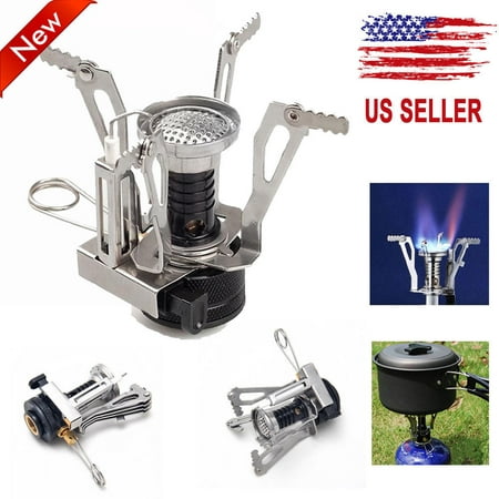 Ultralight Backpacking Gas Butane Propane Canister Outdoor Camp Stove Burner,iClover Portable Outdoor Picnic Gas Burner Foldable Camping Mini Steel Stove Case New