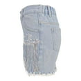 thumbnail image 4 of Blue Shorts for Women 2025 New Jean Shorts Womens High Waisted Ripped Pearl Beaded Fringe Comfort Tassel Denim Shorts, 4 of 6