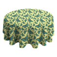 thumbnail image 4 of Yellow Blue Butterfly Pattern Round Tablecloth 60"x60",Wrinkle Wipeable Table Cloth for Kitchen Dining Room Picnic Patio Party, 4 of 6
