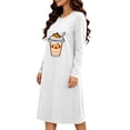 thumbnail image 4 of Edvintorg Pajama Dress for Women Long Sleeve Crew Neck Casual Nightgown Halloween Printed Sleep Dress Plus Size Women's Clothes White S, 4 of 6