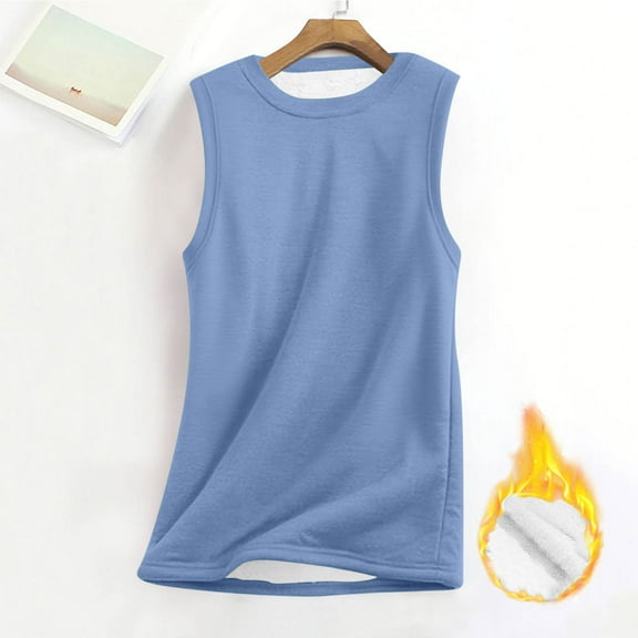 Frostluinai Sherpa Fleece Vests Women Sleeveless Crew Neck Warm Long Pullover Solid Fuzzy Thicken Winter Vest Outerwear Vests for Women