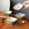 thumbnail image 3 of vancasso Stern, Grass Green 4-Piece Saucer Dish Set, Porcelain Snack Bowl, Square, 3 of 7
