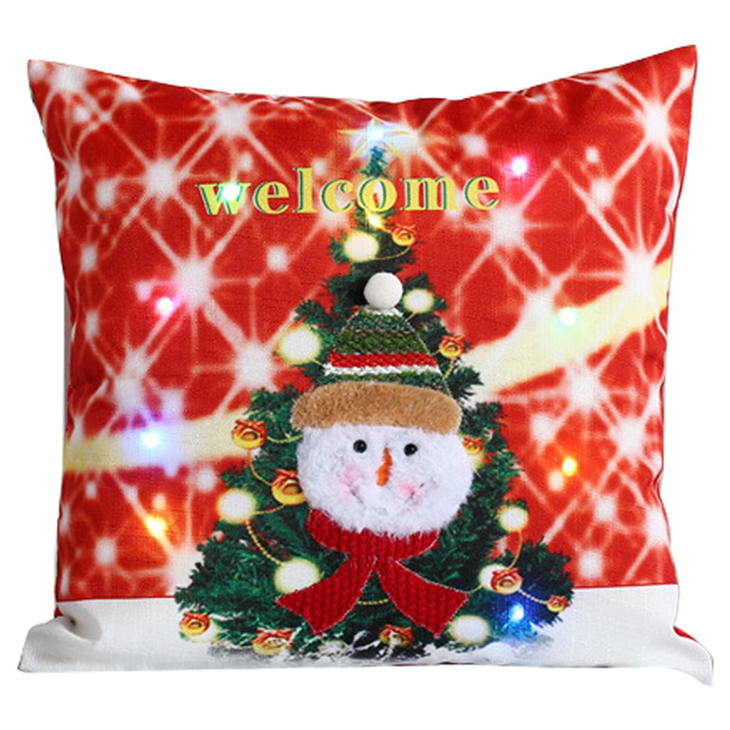 Pack of 5 Christmas Pillow Covers Throw Pillows Case Light Up Pillowcase with Battery Operated LED Christmas Lights for Christmas Decorations 