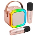 thumbnail image 1 of Máquina de karaoke Peski portátil Bluetooth con 2 micrófonos, oro rosa, 1 of 8