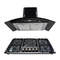 thumbnail image 1 of Combo Parrilla Empotrable y Campana de Pared SUPRA Cristal Templado Negro 5 Quemadores, 1 of 7