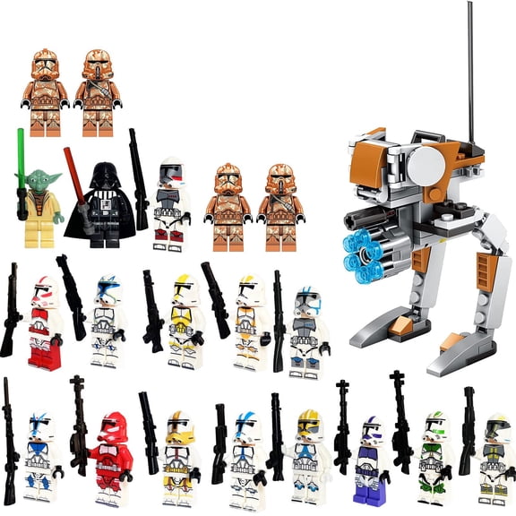 Space Wars Minifigures(31Pack)Building Blocks Battle Droids Attack Troop Carrier Building Kits Action Figures with Weapons Set Clone Commando