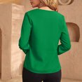 thumbnail image 3 of PiGOGI Women's Long Sleeve Shirt Fashion Women's Casual Long Sleeve Solid Ladies V-Neck Tops Blouse Green, 3 of 4