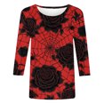 thumbnail image 5 of Yeaiivve Happy Halloween Tops for Women 3/4 Sleeve Casual Tshirts Holiday Novelty Printed Graphic Tees Soft Crewneck Loose Fit Blouse XXL, 5 of 5