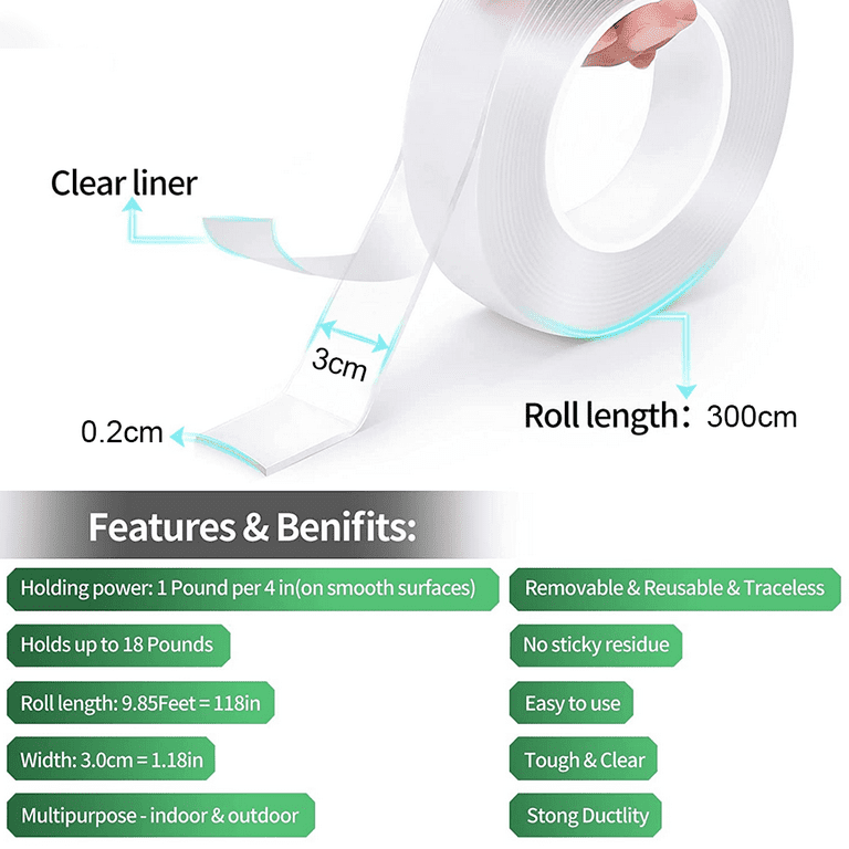 IndyDukaan Nano Magic Tape Double Sided Tape Heavy Duty Transparent Tape  for Bathroom Diy Tape Ivy Grip Tape Double Tape Waterproof Tape for Wall  Car