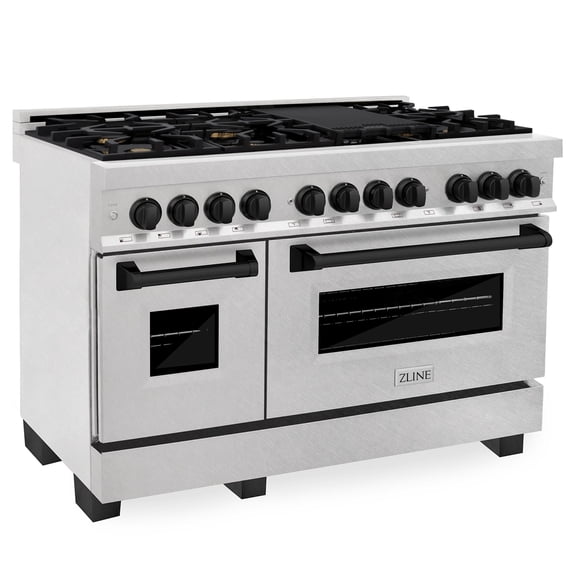 ZLINE 48 in. Autograph Edition Dual Fuel Range in DuraSnow Stainless Steel with Matte Black Accents (RASZ-SN-48-MB)