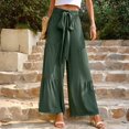 thumbnail image 7 of Boho Tiered Palazzo Pants for Women, High Rise Belted Wide Leg Trousers, Casual Spliced Loose Slacks, Summer Flowy Bottoms, 7 of 7