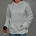 thumbnail image 2 of SwiftWear Women's Embossed Letter Hoodie - Waffle Texture Pullover with Front Pocket, Soft Comfort Fit Casual Sweatshirt Gray, 2 of 9