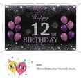thumbnail image 6 of Happy 12th Birthday Banner, Purple Happy 12th Birthday Party Decorations for Girls, 12 Year Old Birthday Supplies Backdrop Décor, 5.9 X 3.8 Fts, 6 of 10