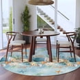 thumbnail image 4 of Marine Life Round Living Room Rugs 7 ft, Blue Shell Coral Starfish Eucalyptus Leaves Washable Area Rug with Non-Slip Sturdy Edge Binding Round Carpet for Kitchen Office Bedroom, 4 of 9